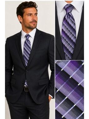 STATEMENTS Purple Printed Silk Mens Tie
